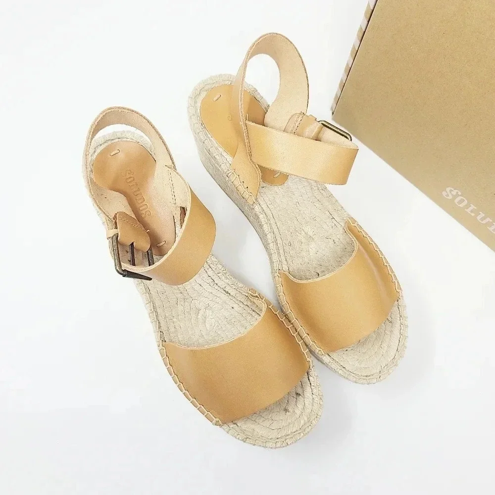 New Soludos Minorca Nude Leather Platforms